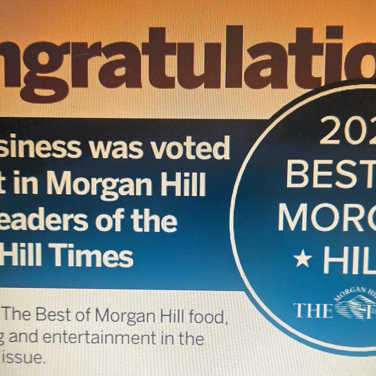 2025 Best of Morgan Hill award badge from The Morgan Hill Times